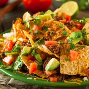 homemade nachos with lots of toppings