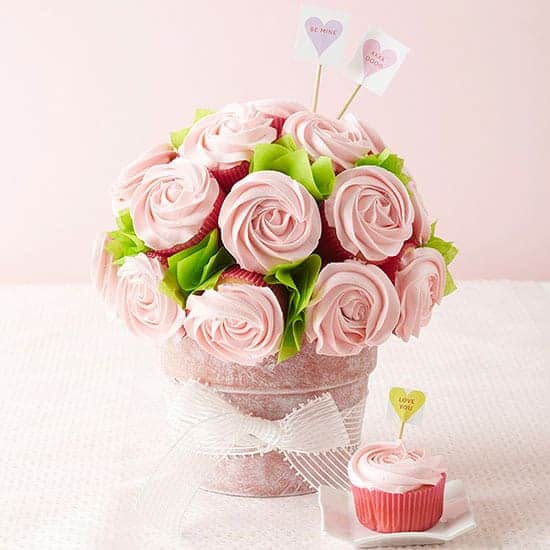 Cupcake rose bouquet Chocolate Chiffon Valentine Cake | Via Valentines Day Sweets and Treats at fromhousetohome.com