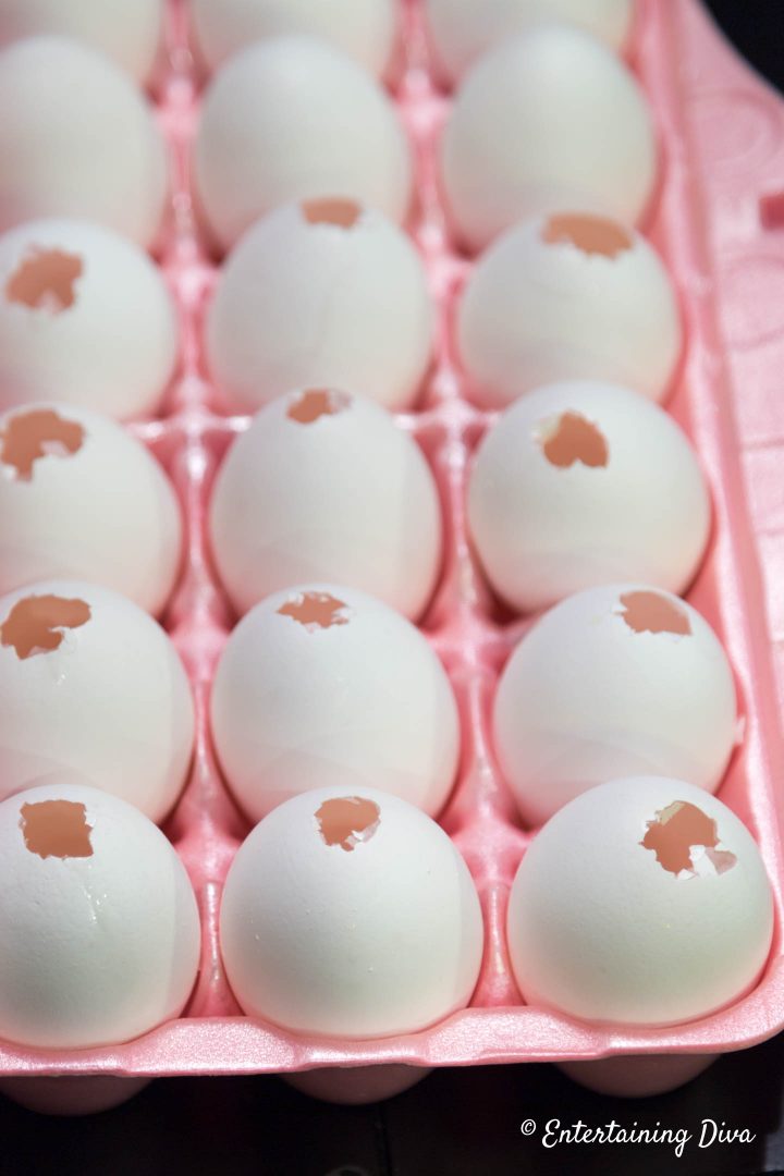 Eggs that have been blown out to make DIY jello egg molds