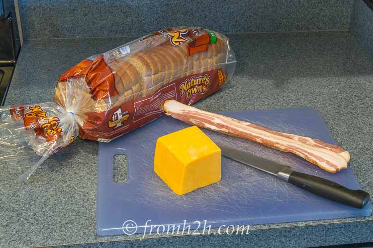 Grilled cheese and bacon ingredients