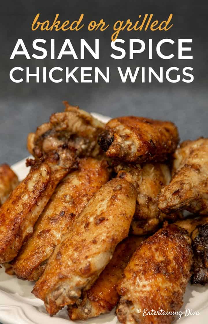 Baked or grilled Asian spice chicken wings recipe