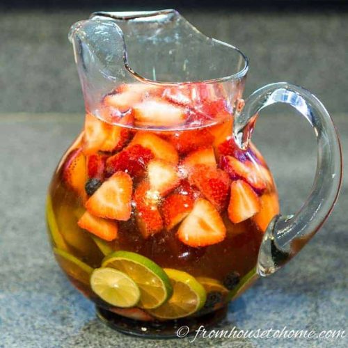 Mixing the fruit and wine in a pitcher lets you serve it in batches