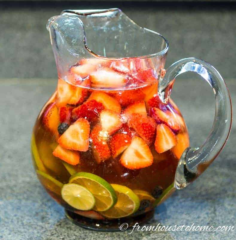 Mixing the fruit and wine in a pitcher lets you serve it in batches