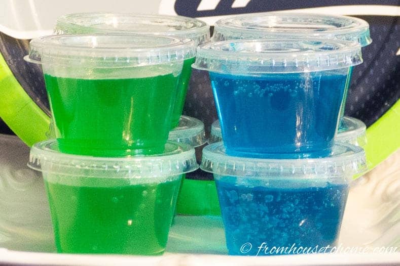 Green and blue jello shots
