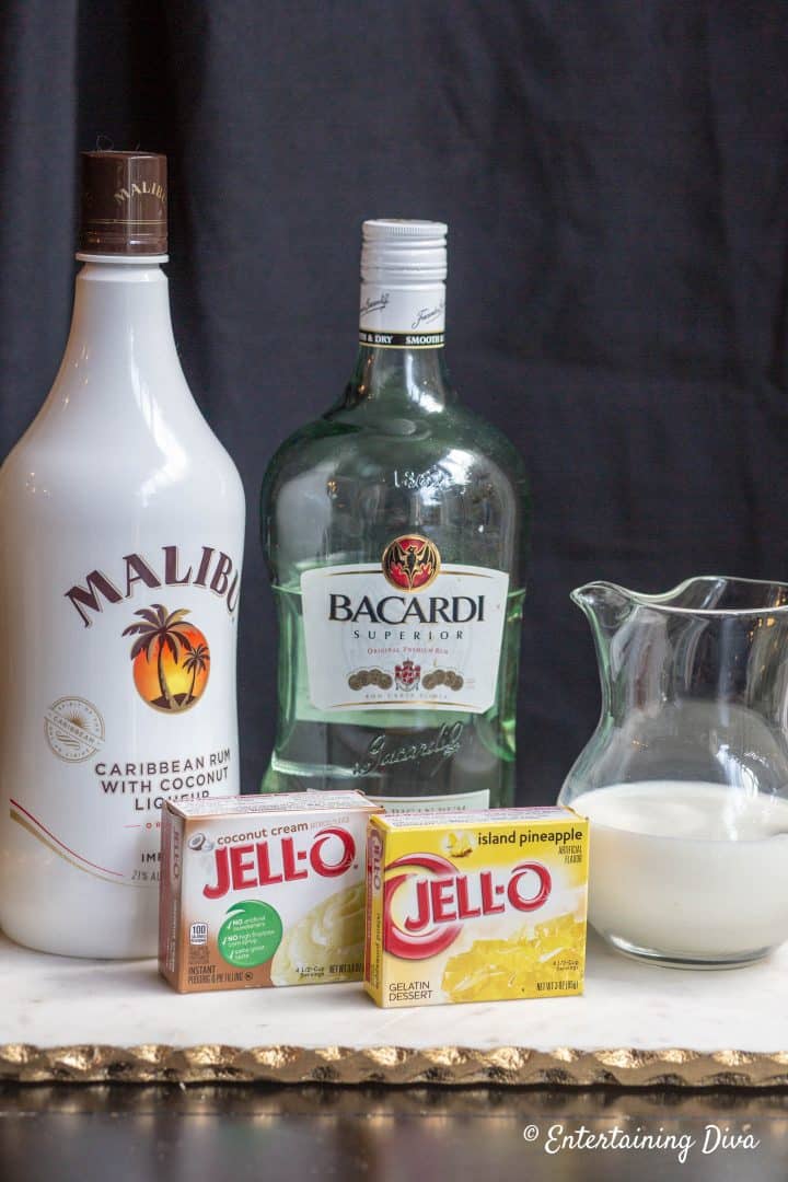 Layered Pina Colada Jello Shots Recipe Ingredients