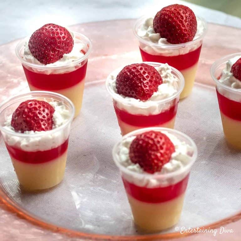Red and White Strawberry Shortcake Jello Shots Recipe