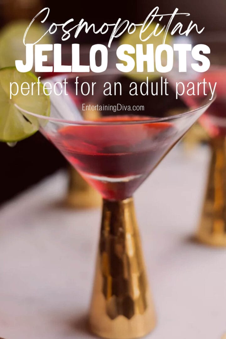 cosmopolitan jello shots in a martini glass