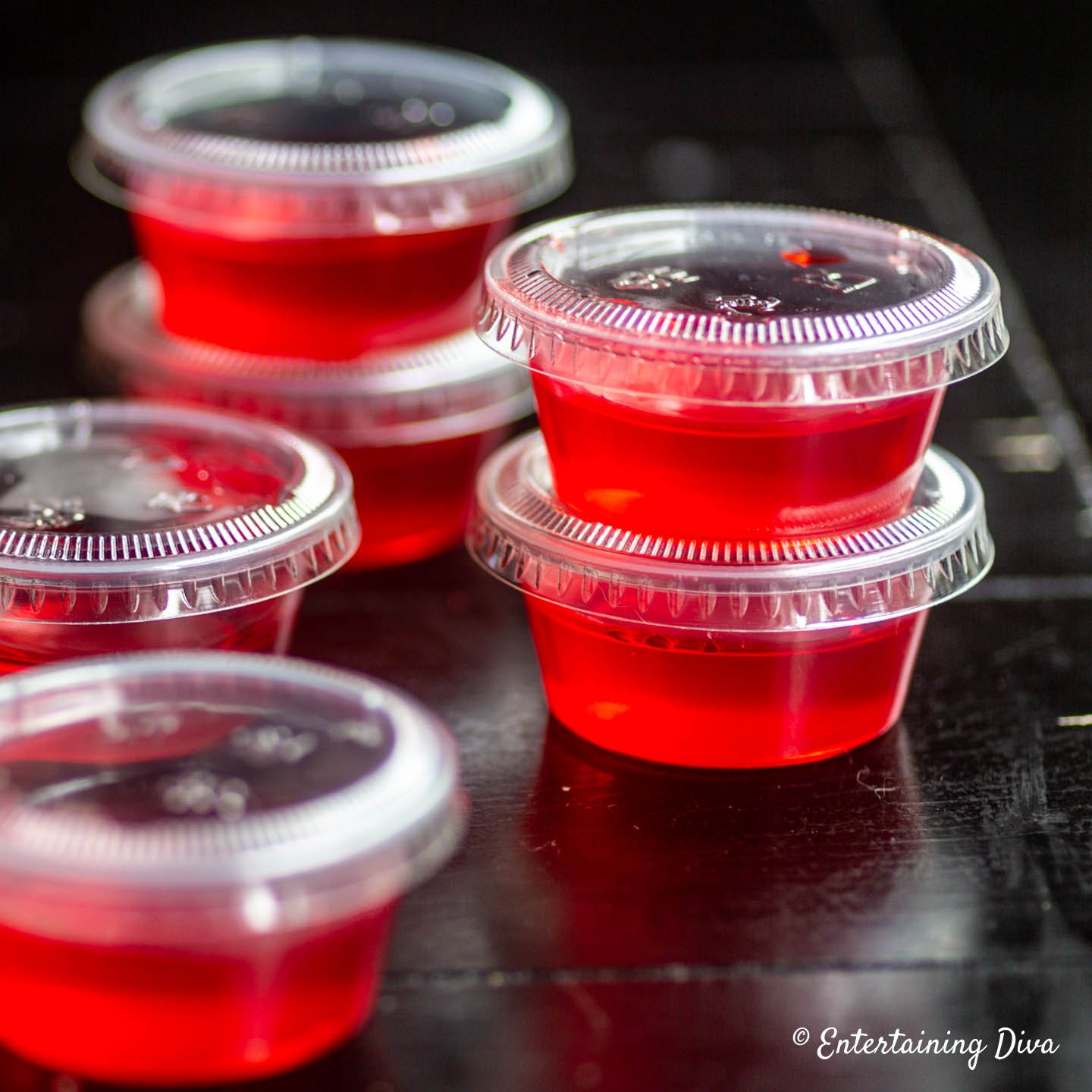 Fireball cherry jello shots in jello shot cups