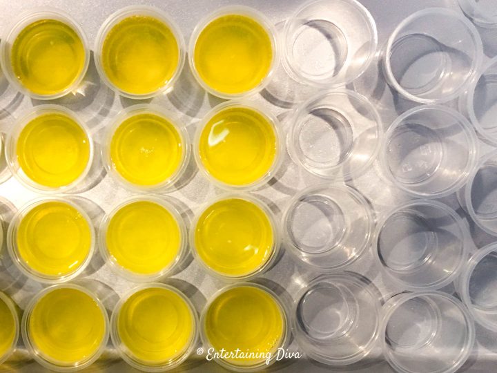 Lemon drop jello shots in jello shot cups