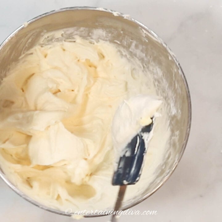Carrot cake frosting in a bowl