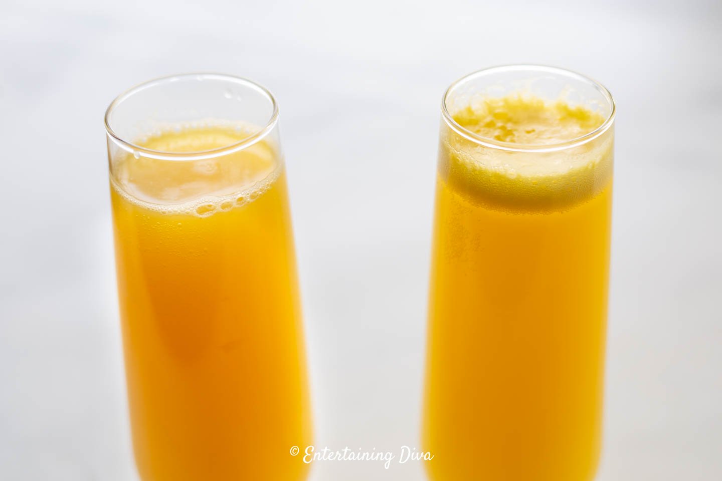 Comparison of Mimosa with champagne poured first vs orange juice poured first