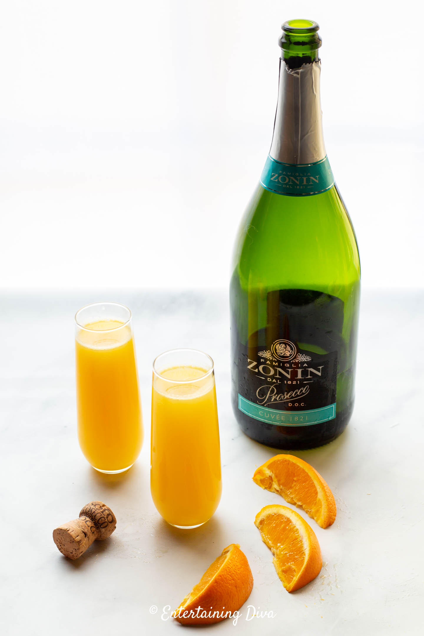Mimosa ingredients - Prosecco and fresh-squeezed orange juice
