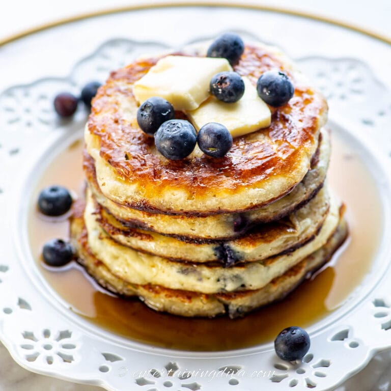Fluffy Blueberry Buttermilk Pancakes From Scratch