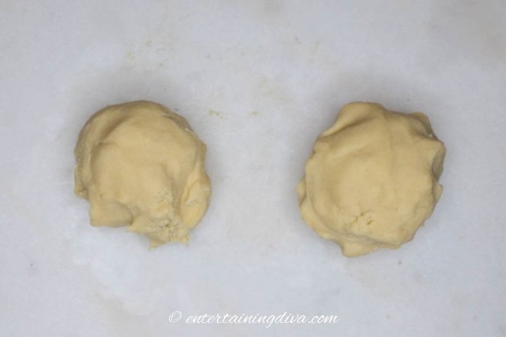 Two balls of cookie dough