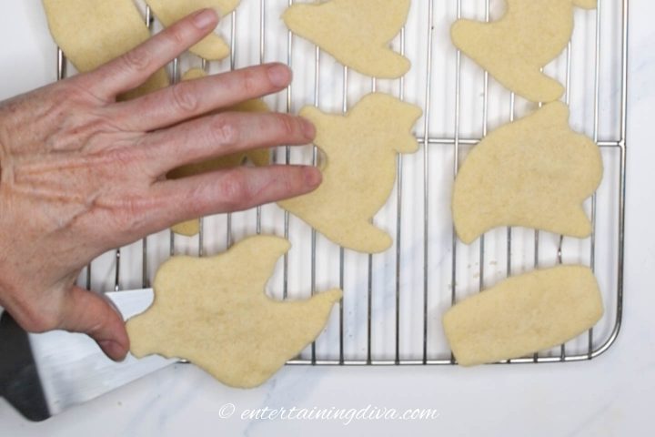 ghost cookie cut outs on wire cooling rack
