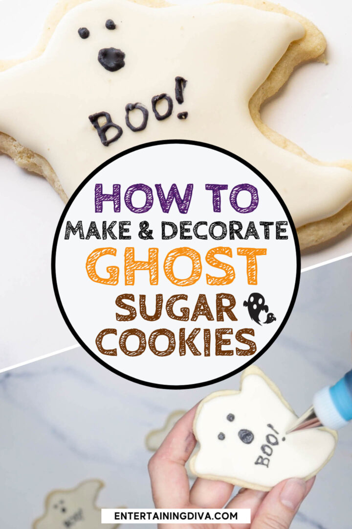 how to make and decorate Halloween ghost sugar cookies