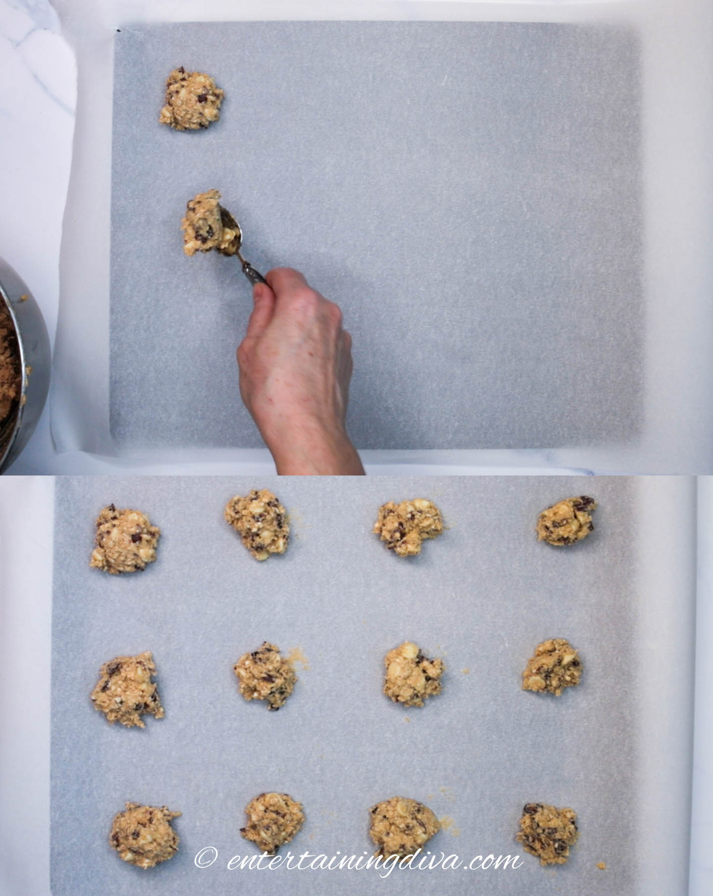 how to spoon the cookie dough onto the cookie sheets
