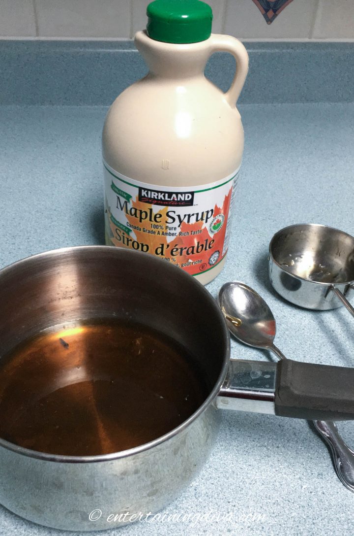 maple syrup in a saucepan