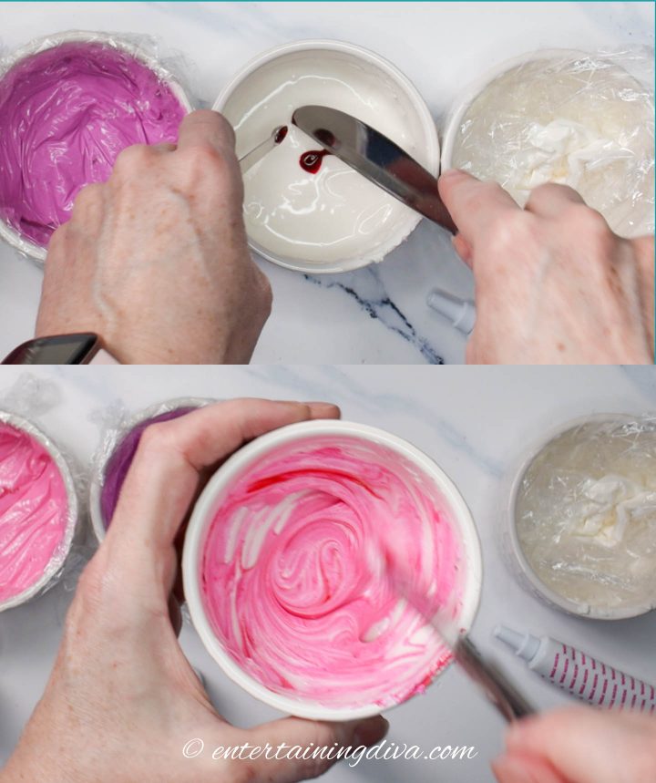 how to mix dark pink royal icing