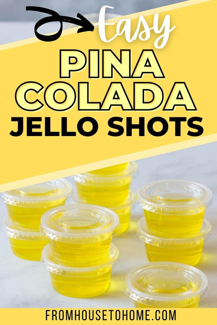 Easy Pina Colada Jello shots with text overlay