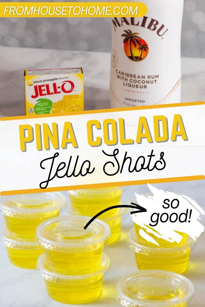 Pina Colada Jello shots ingredients and finished recipe