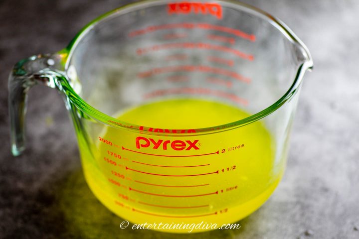 yellow jello mixture in a bowl