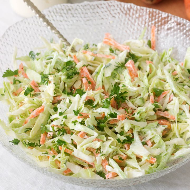 Bowl filled with coleslaw