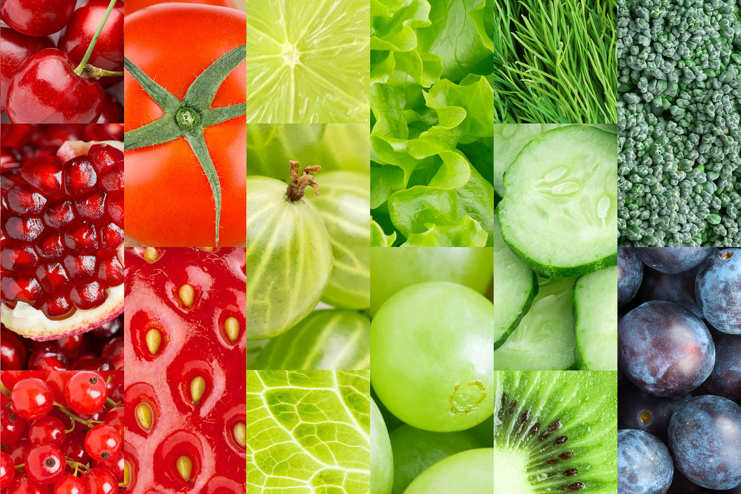 Different types of fruits and vegetables