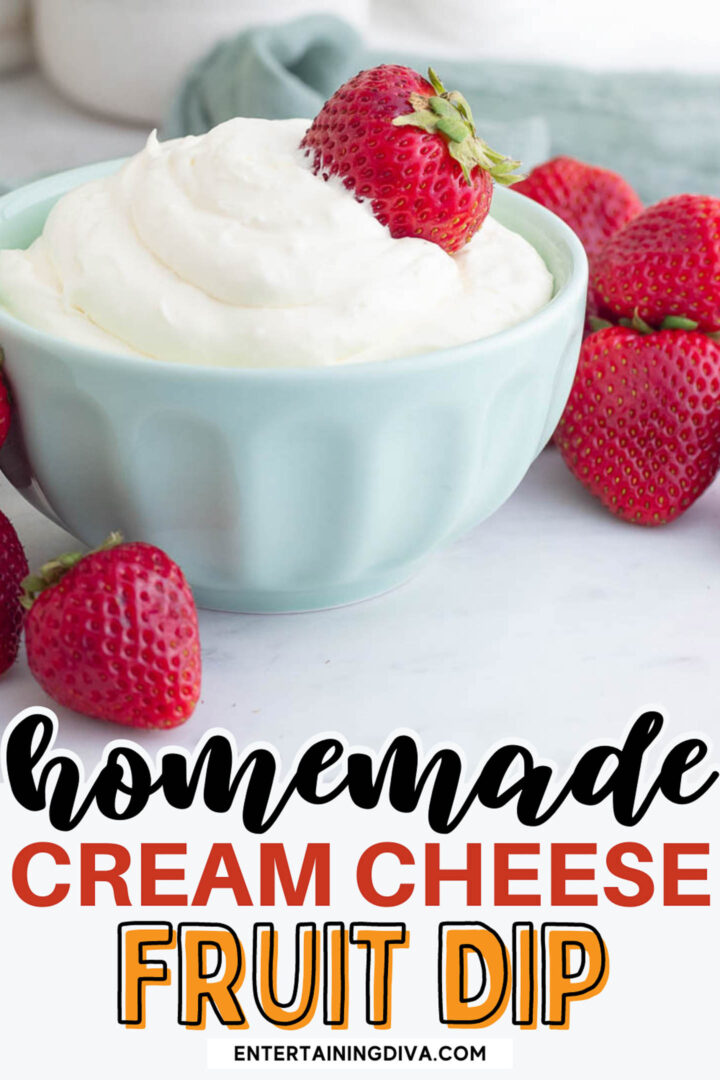 Cream cheese fruit dip with strawberries