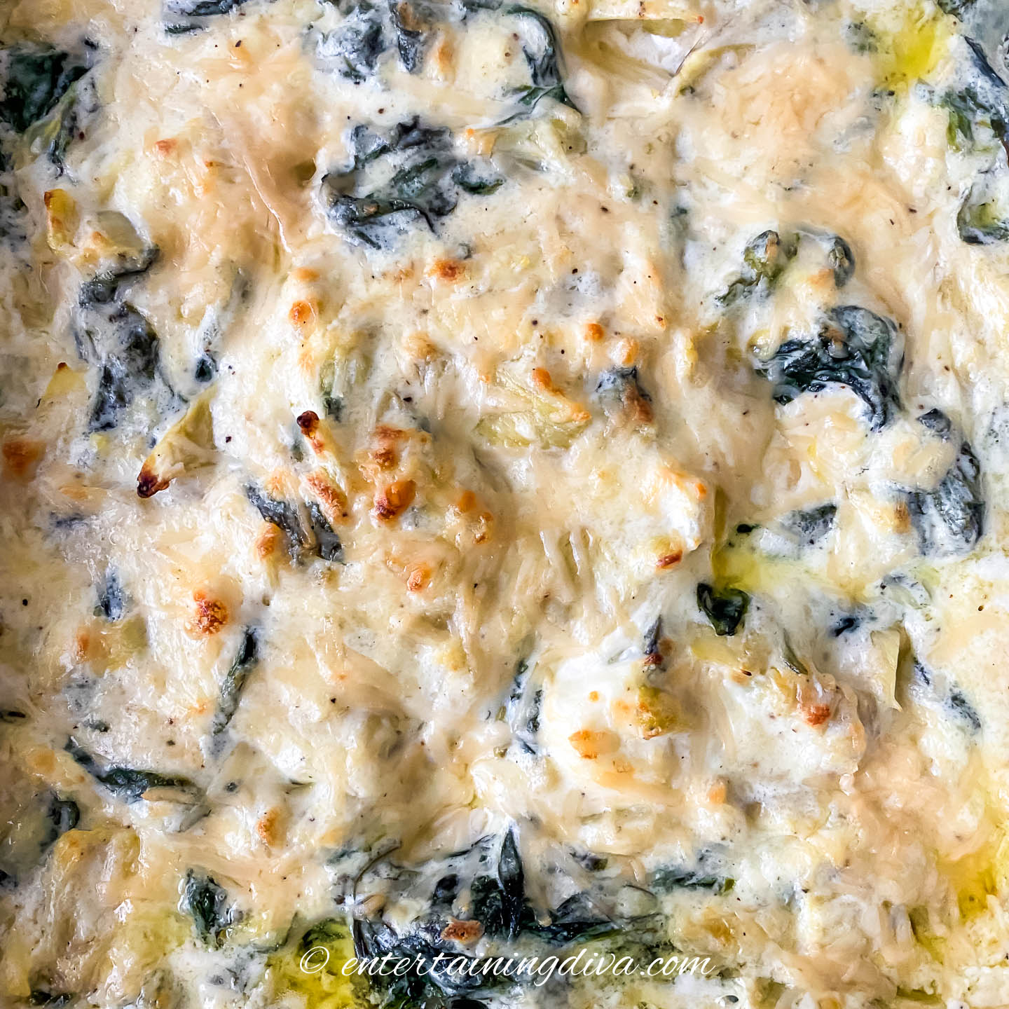 cheesy artichoke dip with spinach
