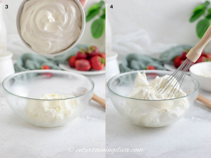 How to mix cream cheese with whipped cream for fruit dip