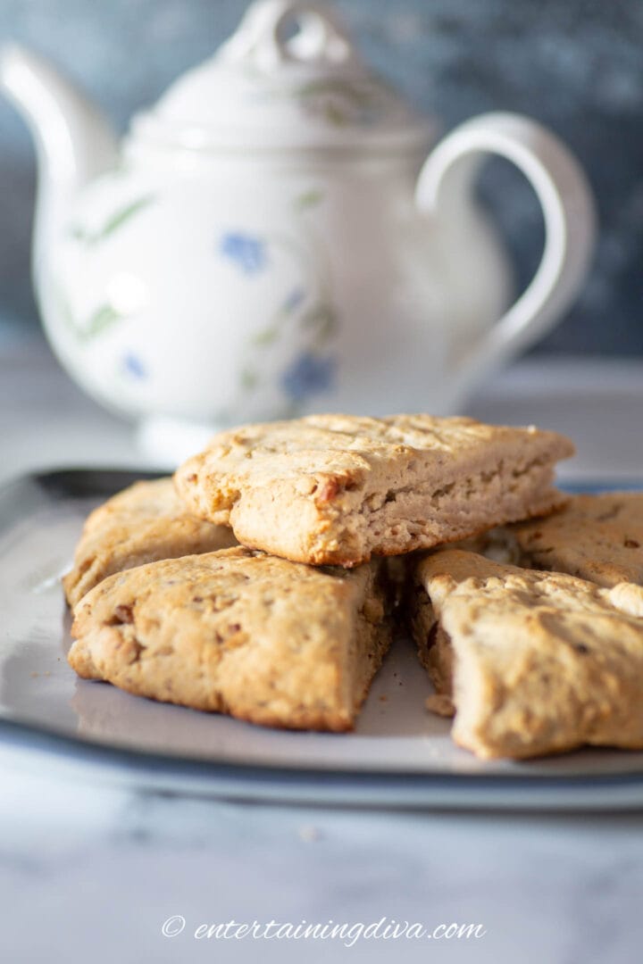 maple pecan scones on a plate