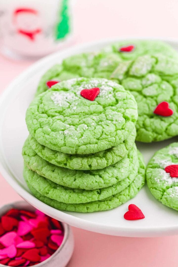 Cake mix Grinch cookies