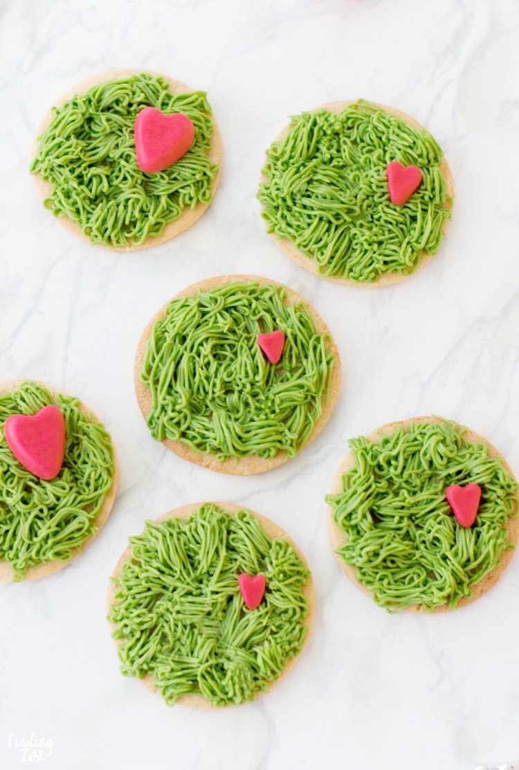 grinch cookies with fur frosting