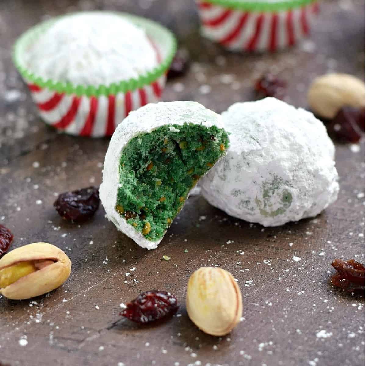 Grinch snowball cookies