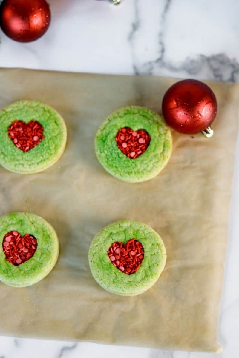 grinch linzer cookies