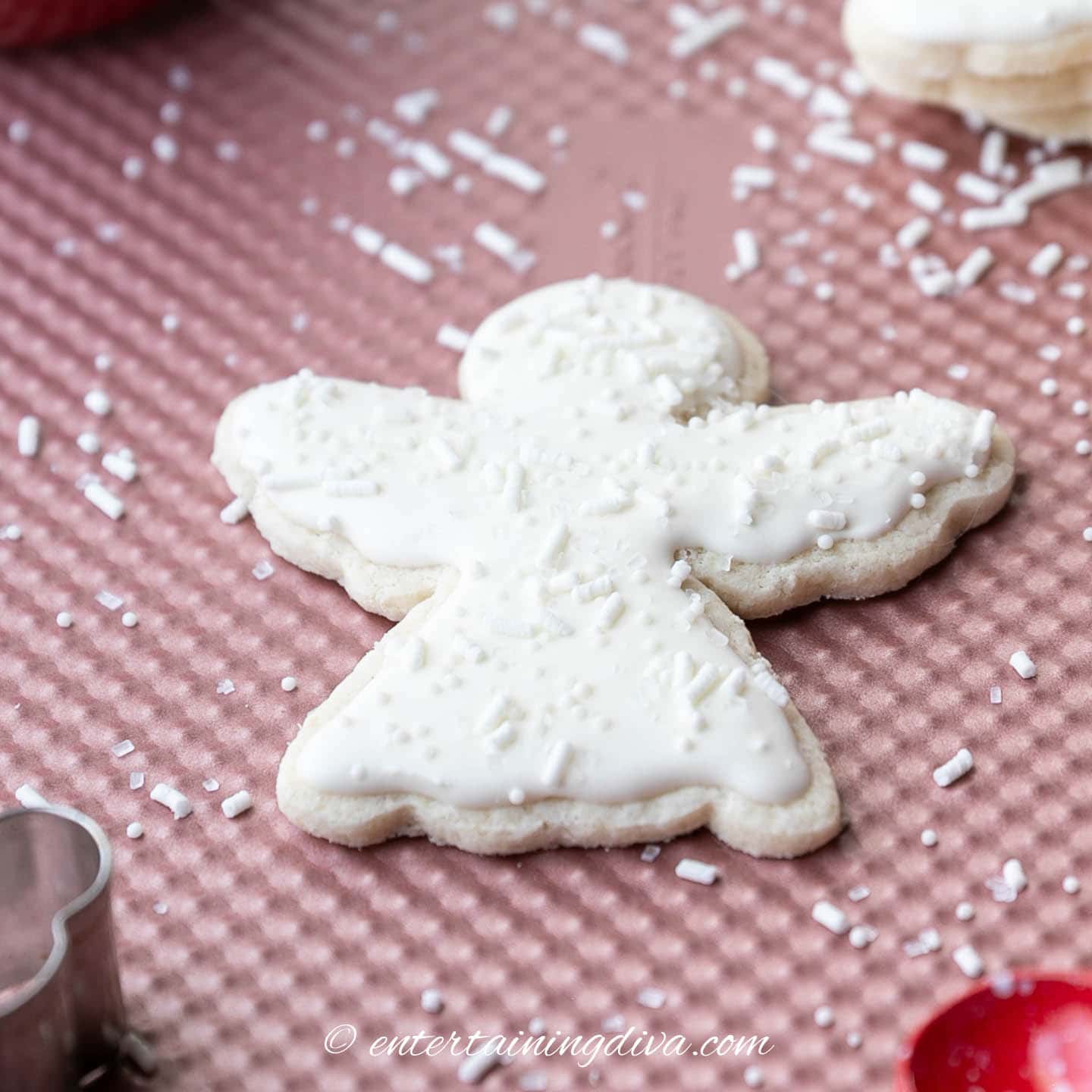angel sugar cookie with white royal icing