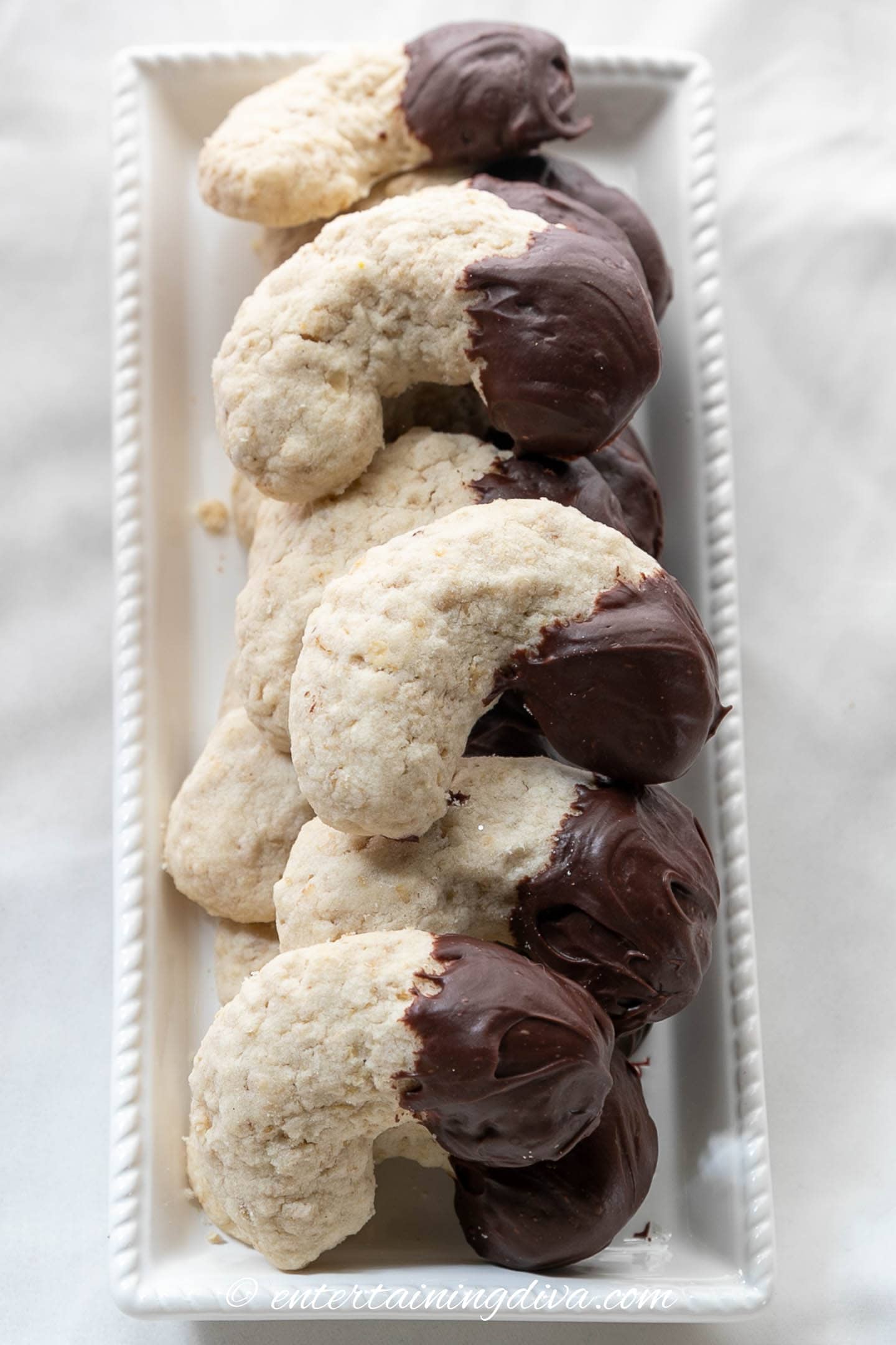 chocolate dipped crescent cookies
