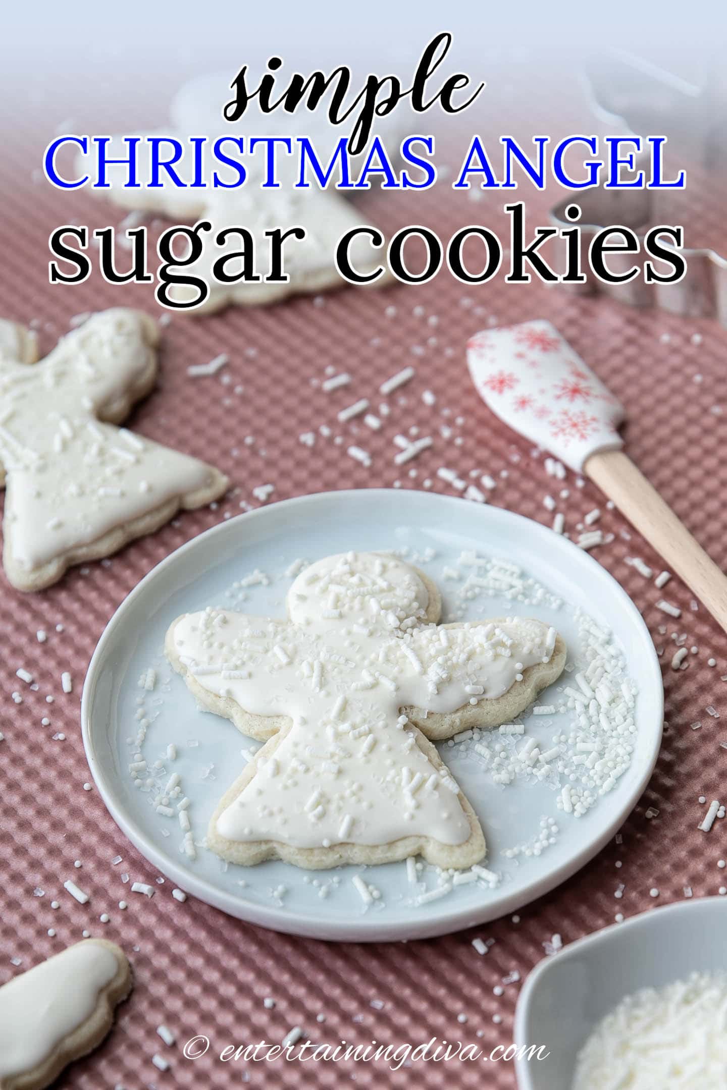 simple Christmas angel cut out cookies