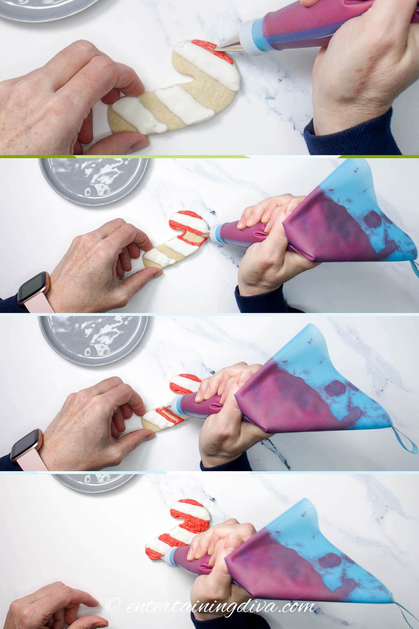 How to add the red stripes to candy cane sugar cookies