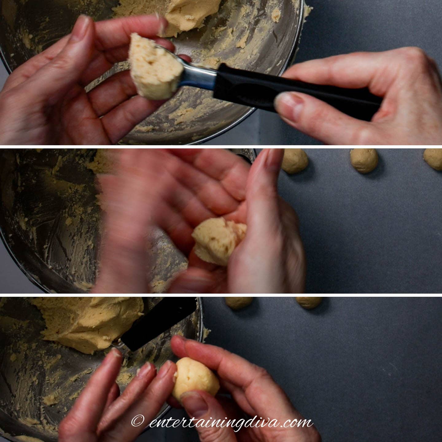 How to make 1 inch balls from the cookie dough with a melon baller