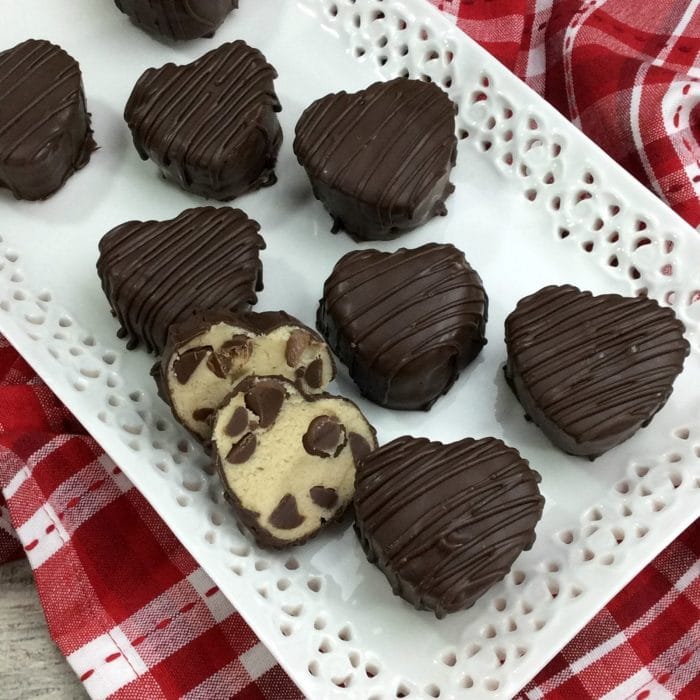 Heart cookie dough truffles
