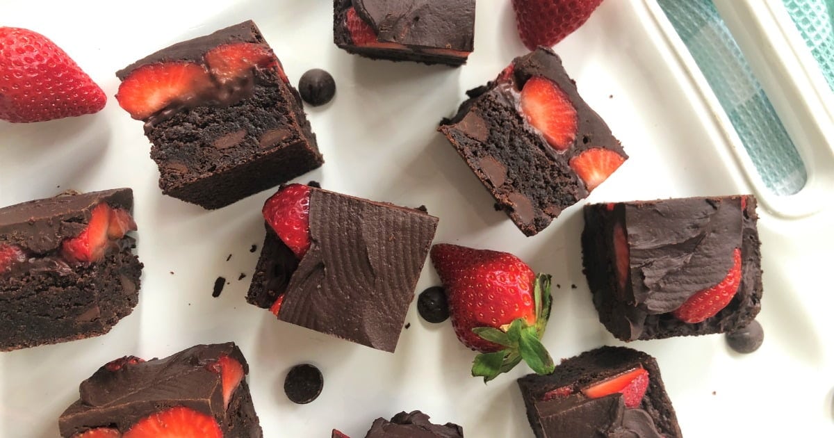 Chocolate covered strawberry brownies