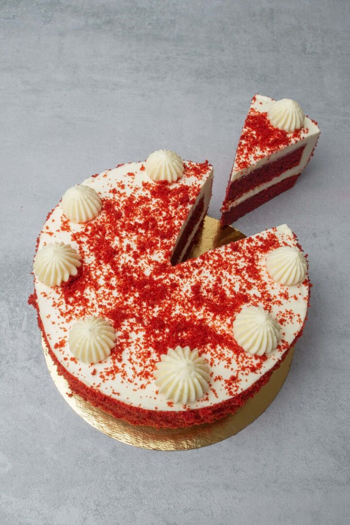 Red velvet cake with cream cheese mousse