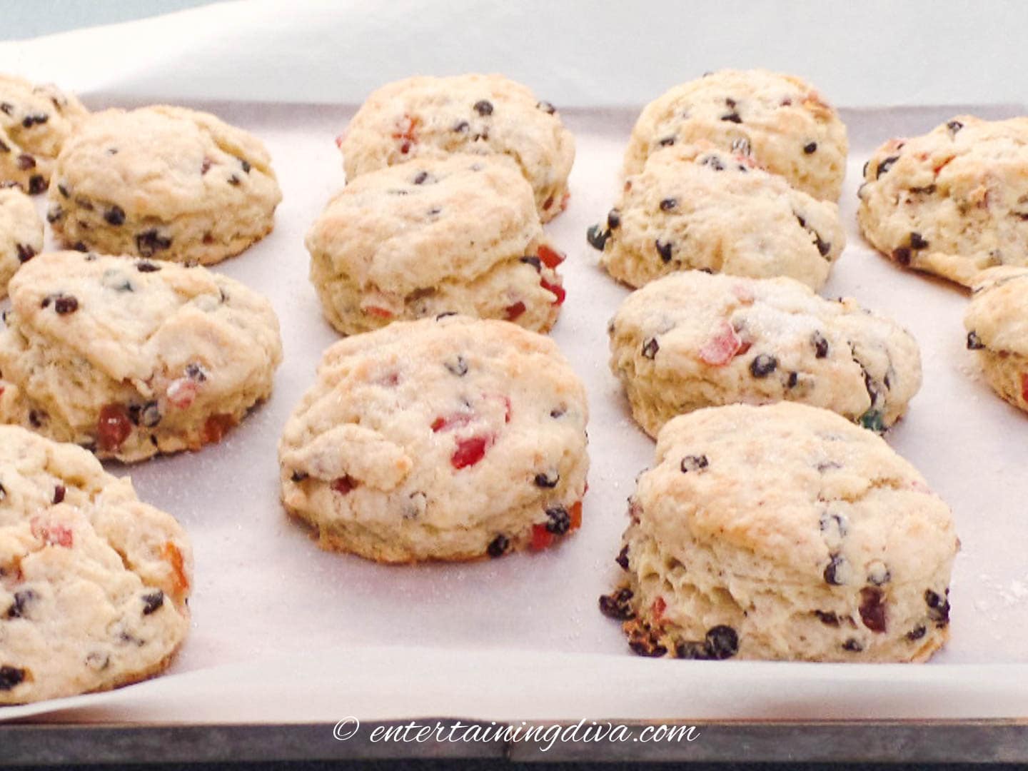 baked scones on a cookie sheet