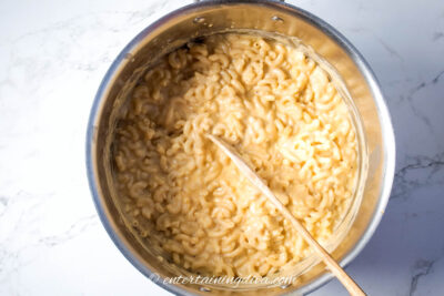 macaroni and cheese mixture in a pot