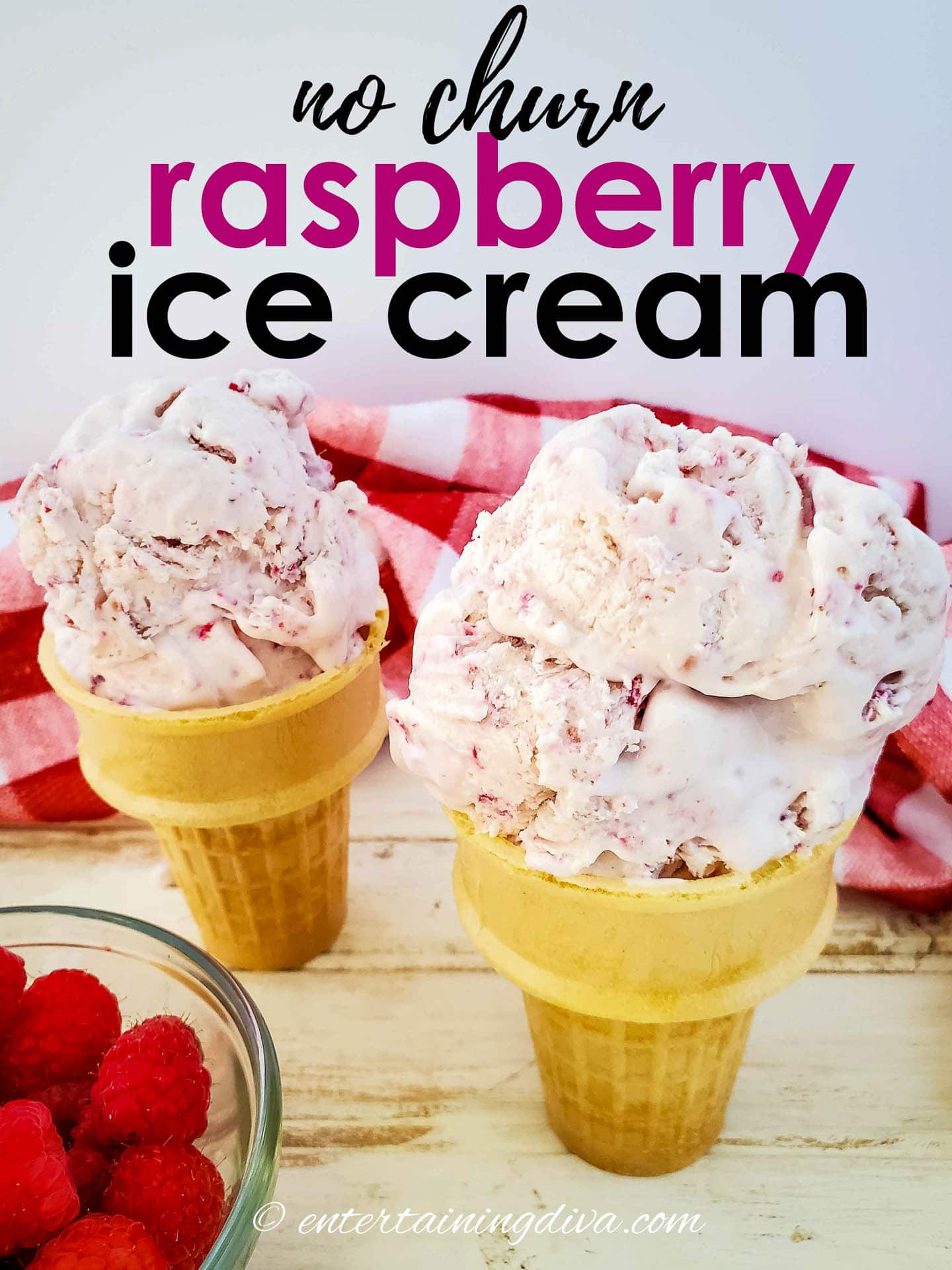 no churn raspberry ice cream made with sweetened condensed milk