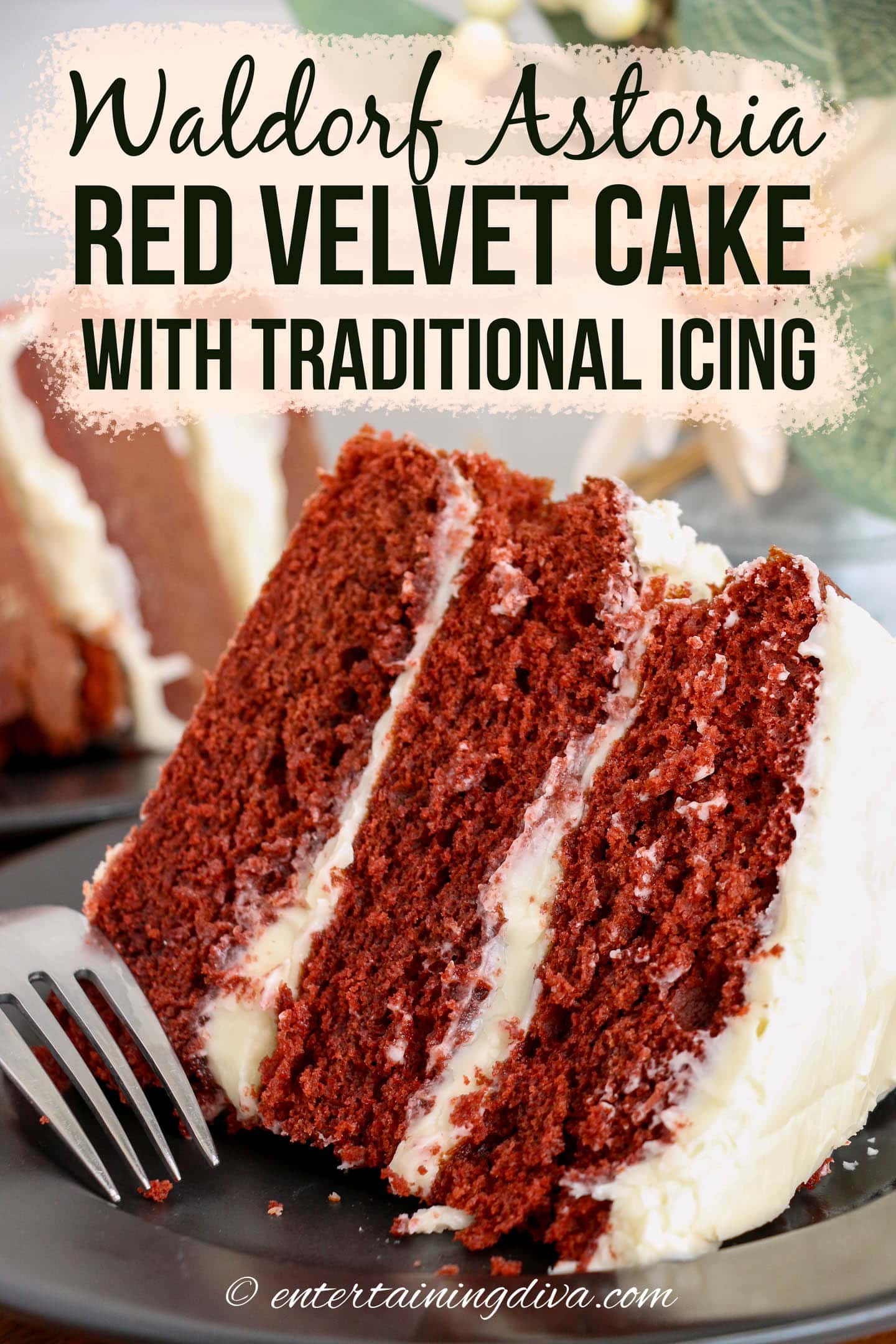 Waldorf Astoria red velvet cake with traditional icing
