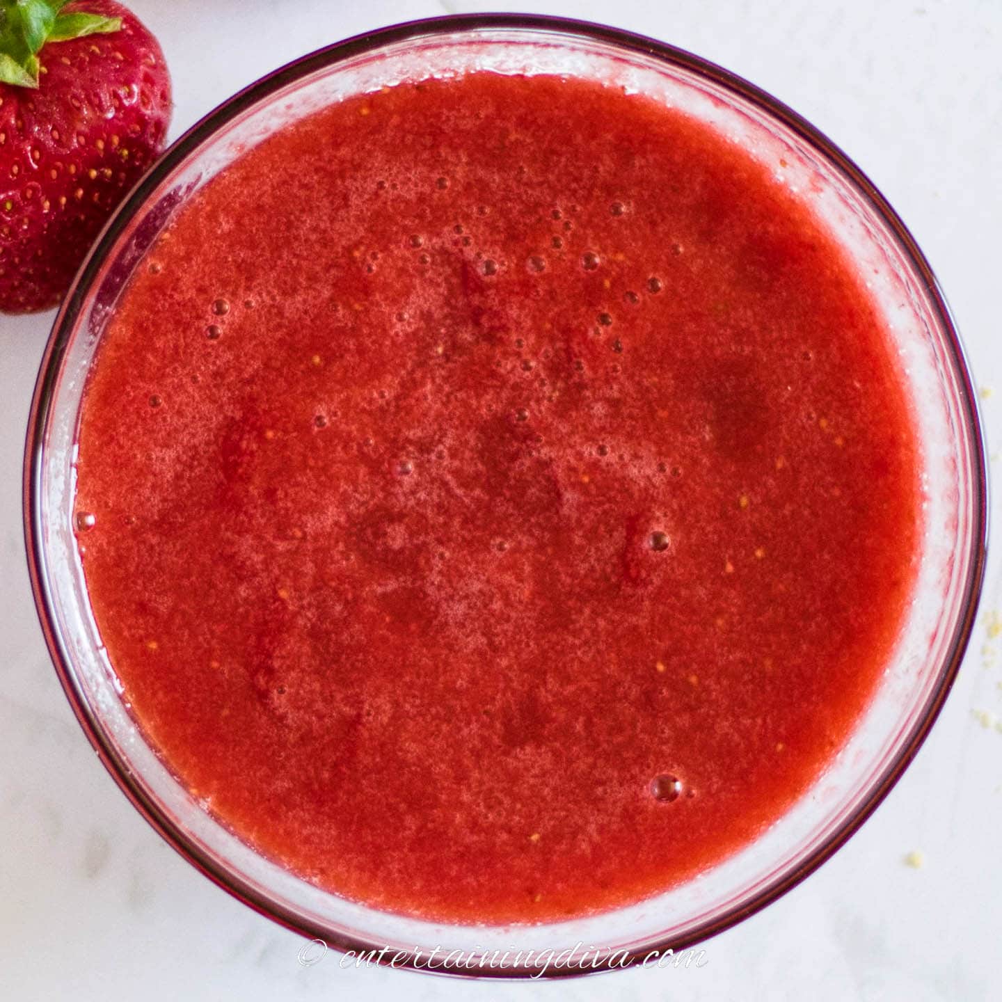 strawberry puree in a blender