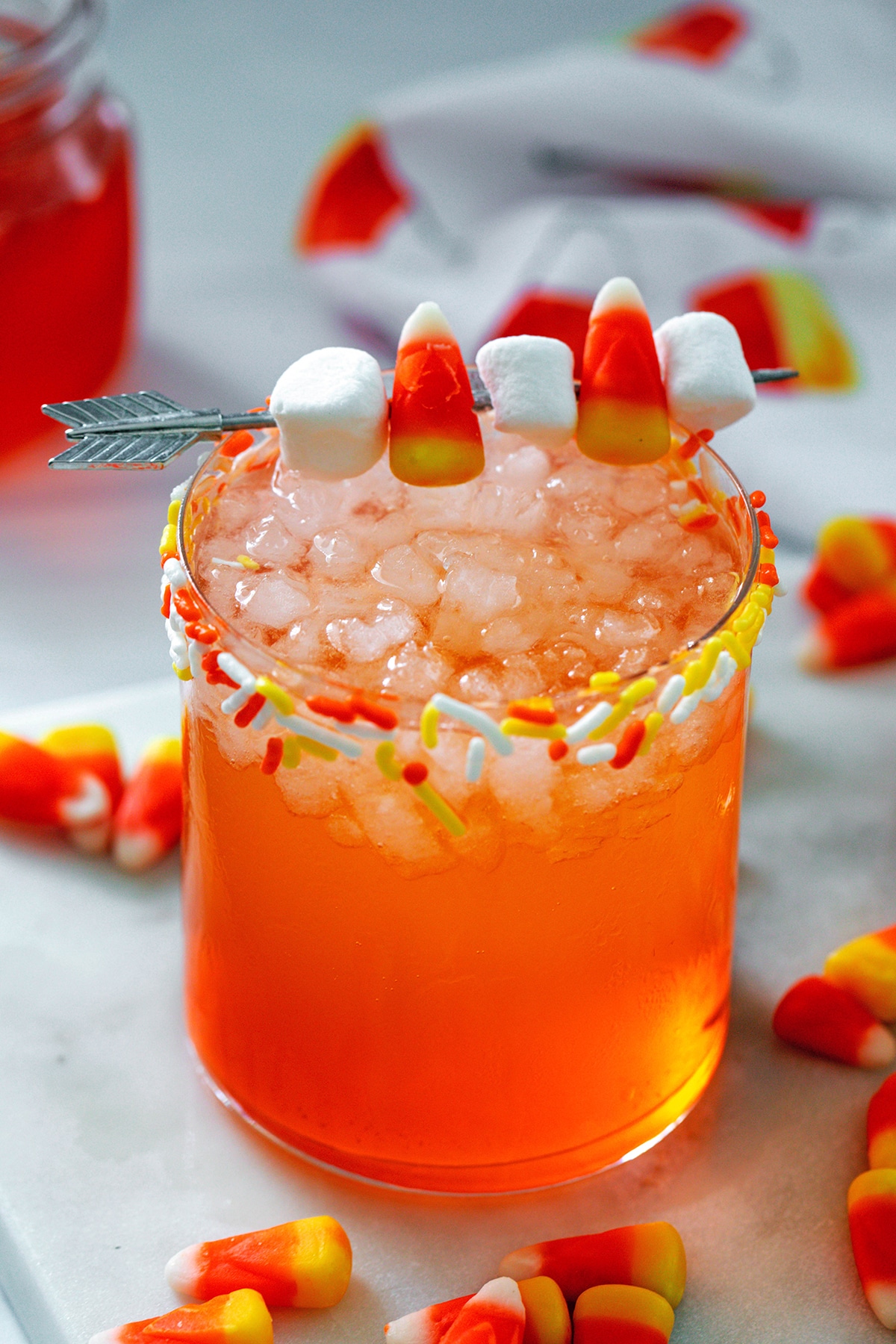 Candy corn soda cocktail